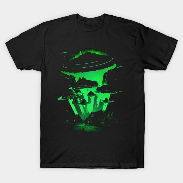 Alien Invasion! Massive UFO Attack T-Shirt by HideTheInsanity